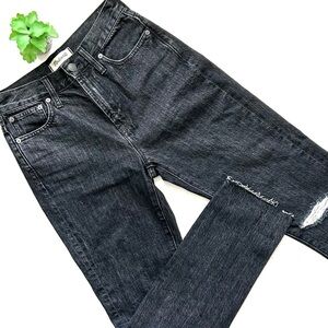 Madewell The Perfect Vintage Jeans Roxstone Wash Knee-Rip Raw Fray Hem Size 24